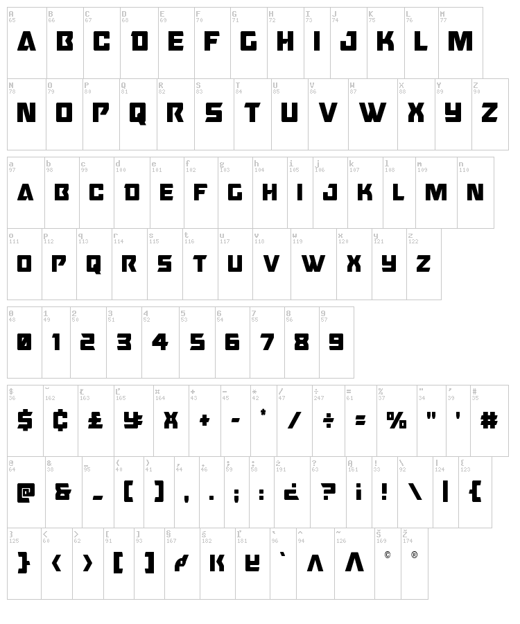 Oceanic Drift font map
