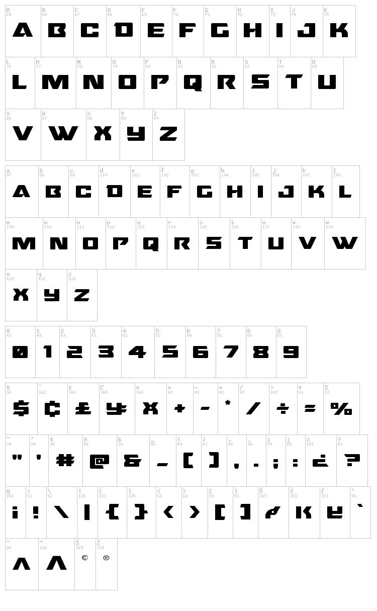 Oceanic Drift font map