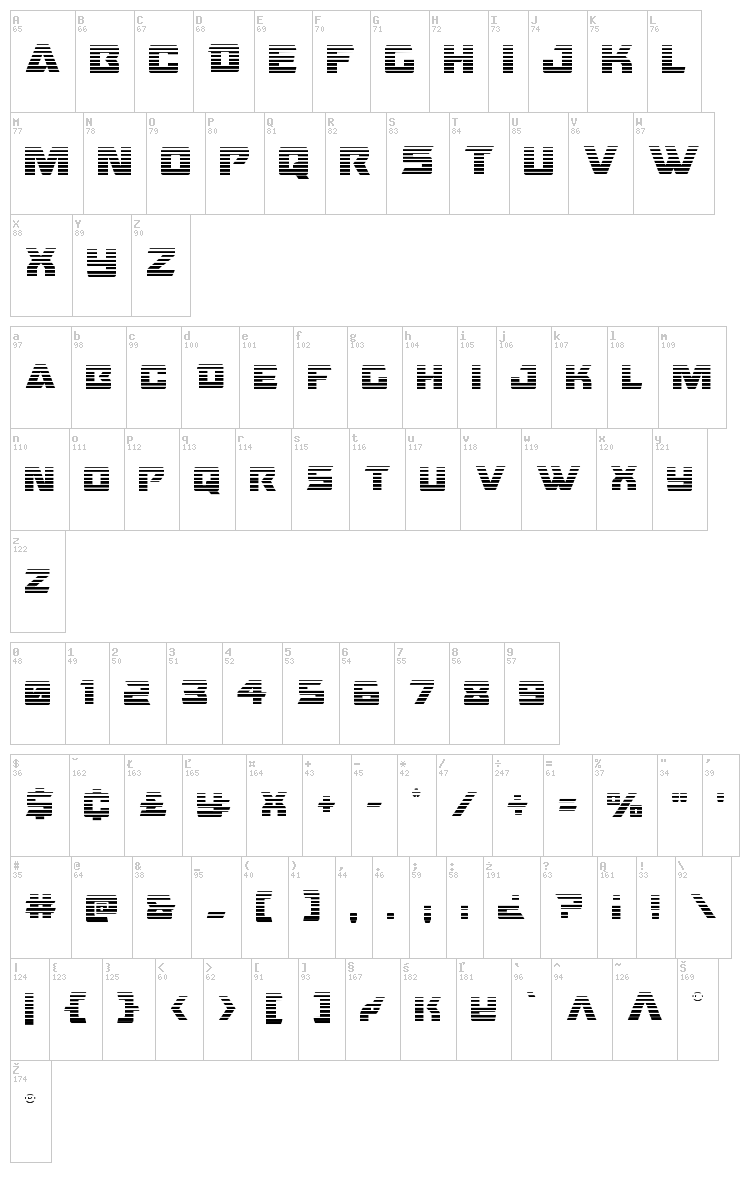 Oceanic Drift font map