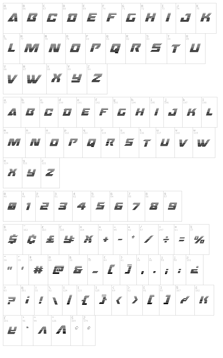 Oceanic Drift font map