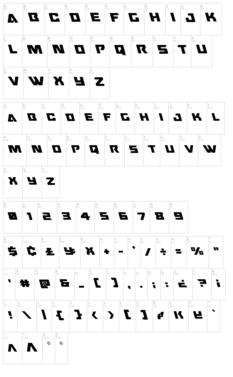 Oceanic Drift font map