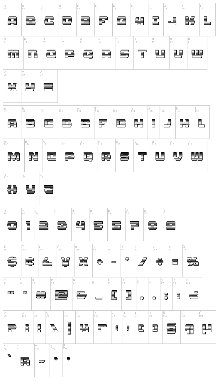 Olympic Carrier font map