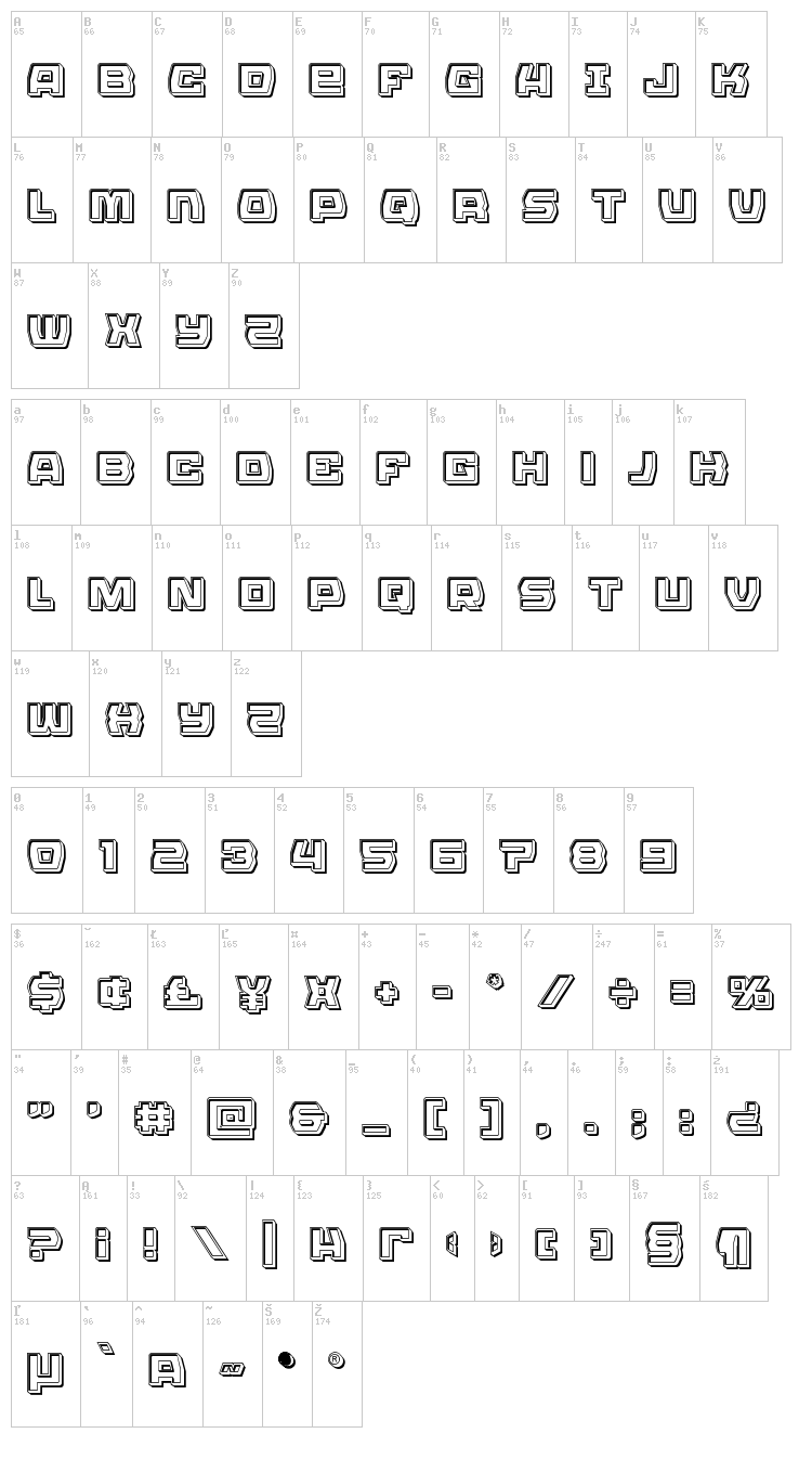 Olympic Carrier font map