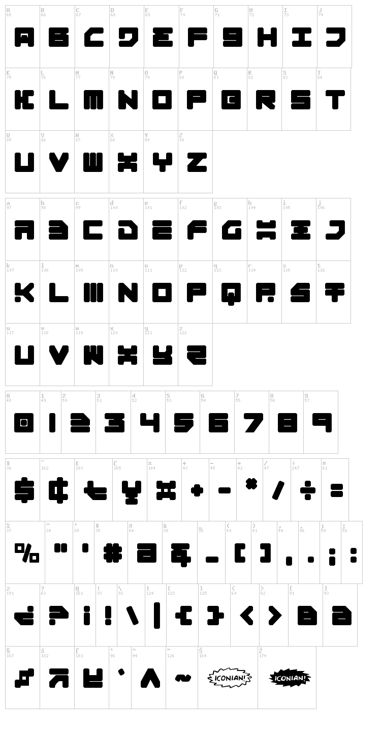 Omega 3 font map