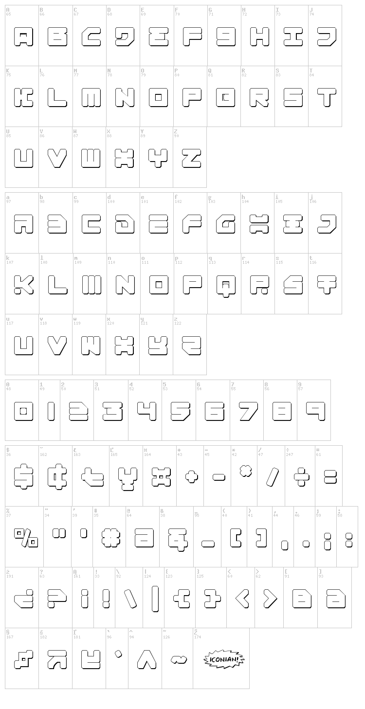 Omega 3 font map