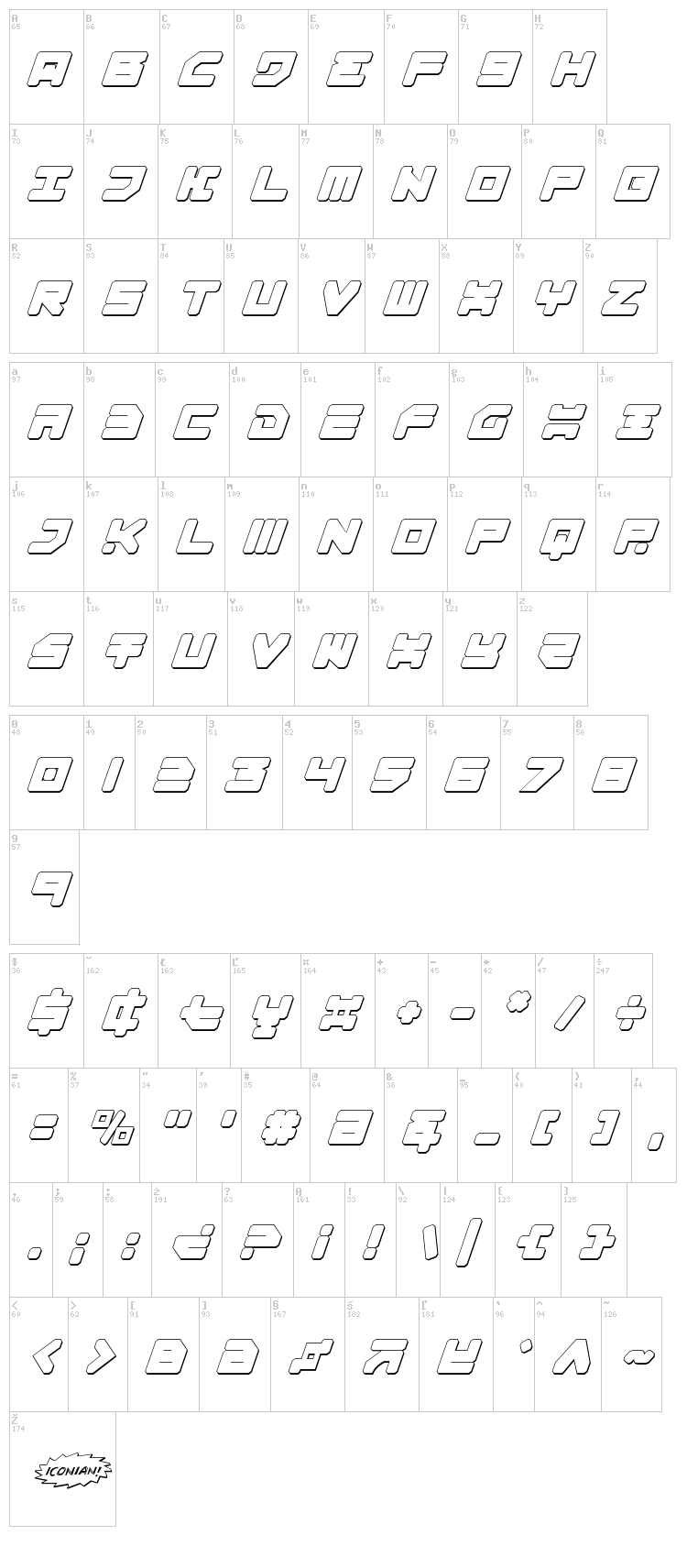 Omega 3 font map
