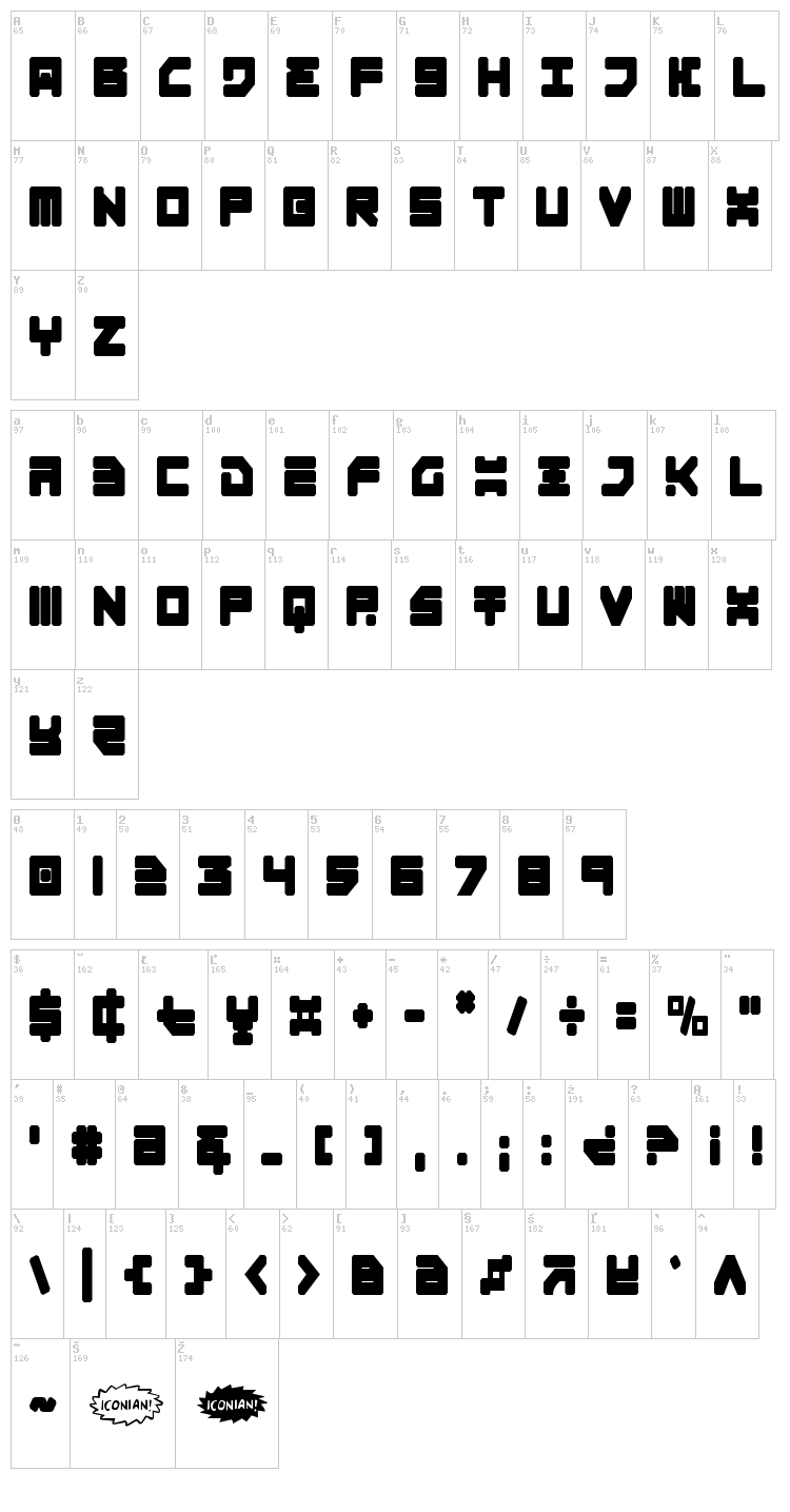 Omega 3 font map