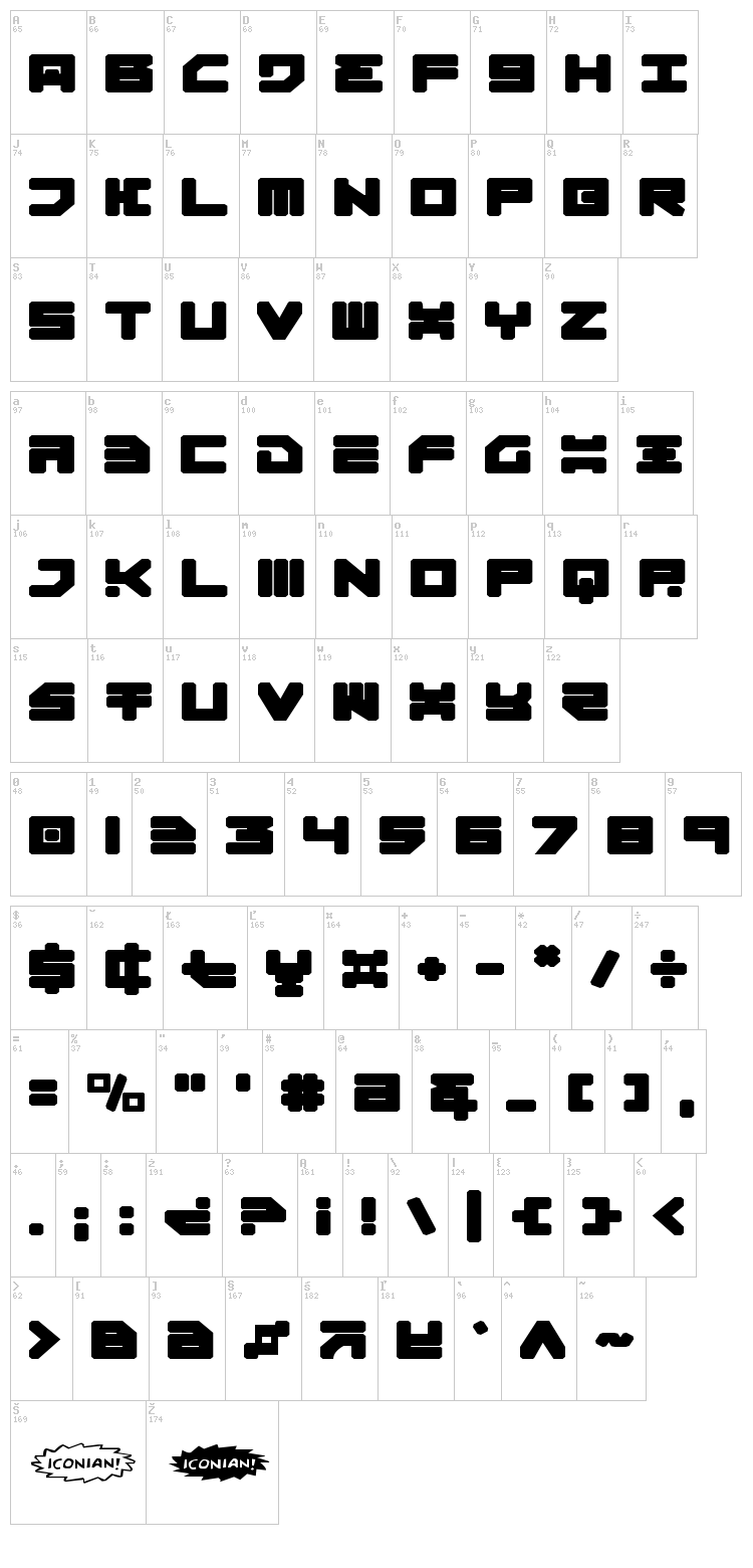 Omega 3 font map