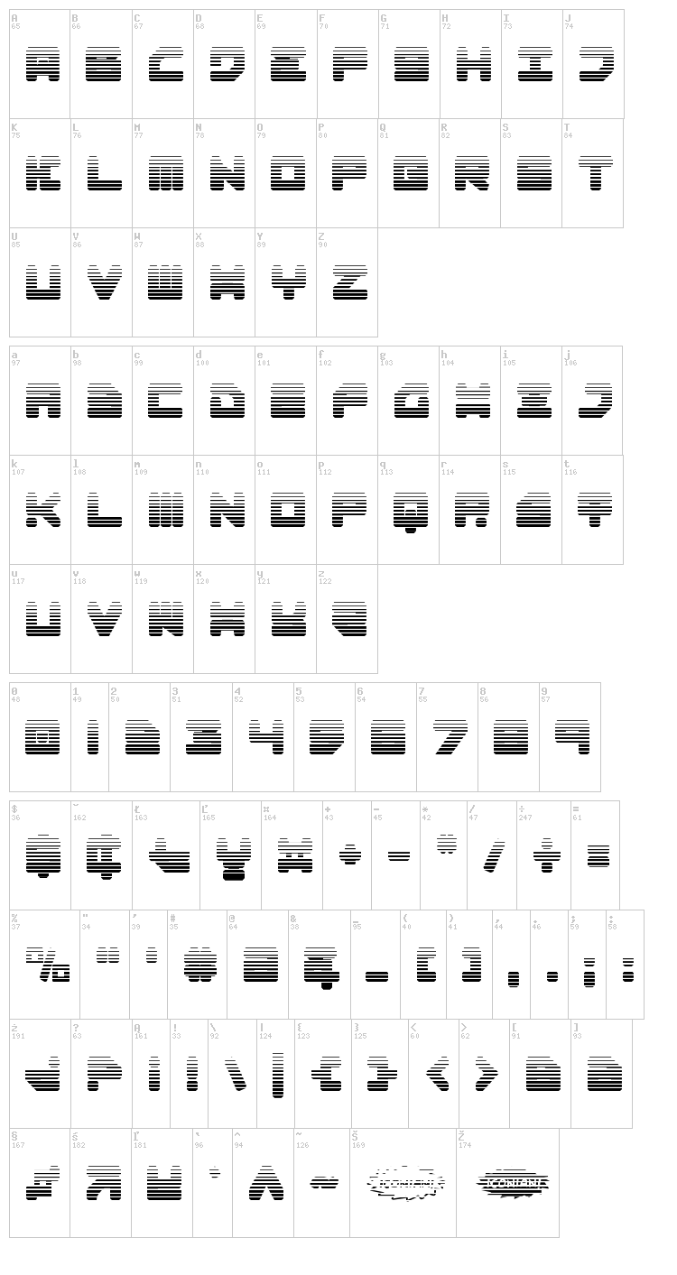 Omega 3 font map