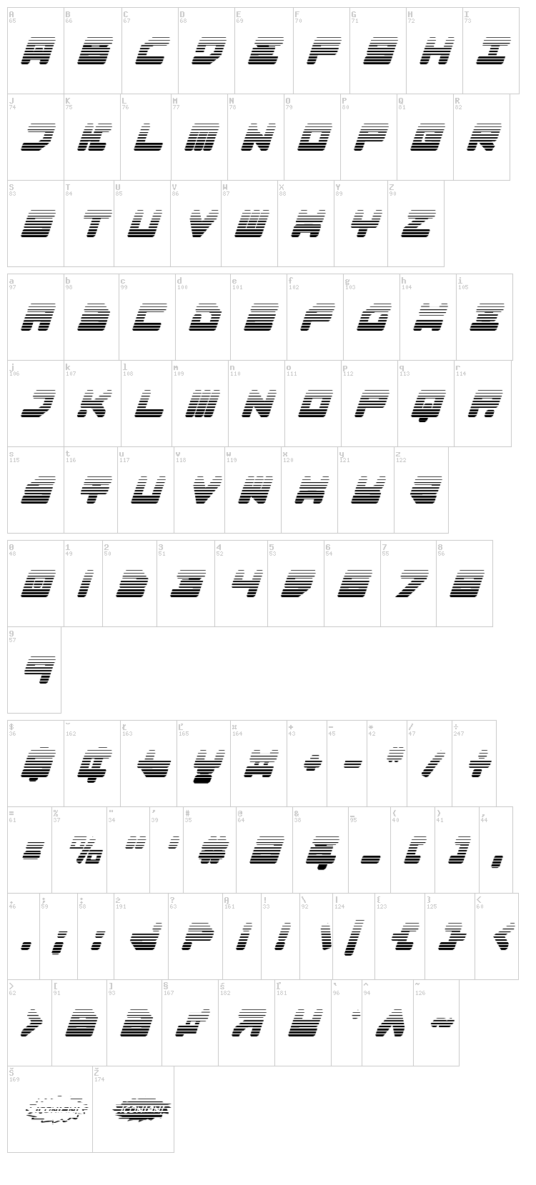 Omega 3 font map