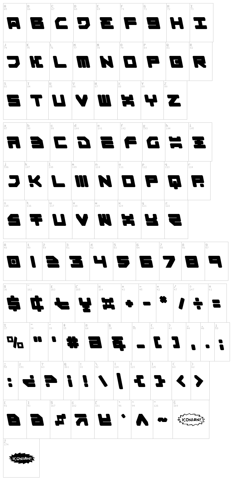 Omega 3 font map