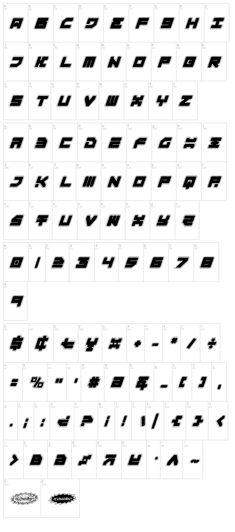 Omega 3 font map