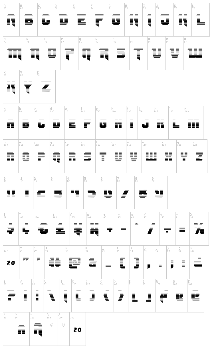 OmegaForce font map