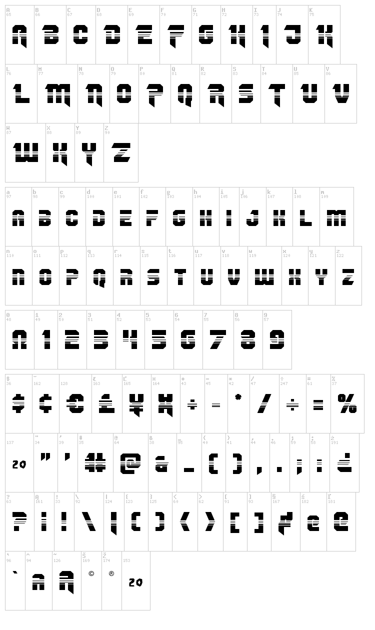 OmegaForce font map