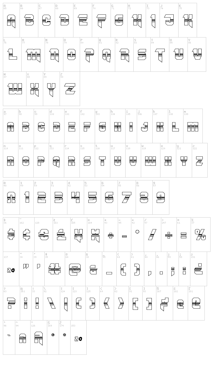 OmegaForce font map