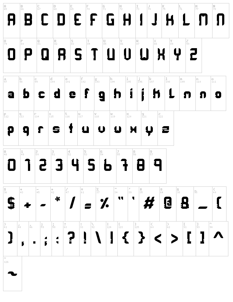 Orbit Racer font map