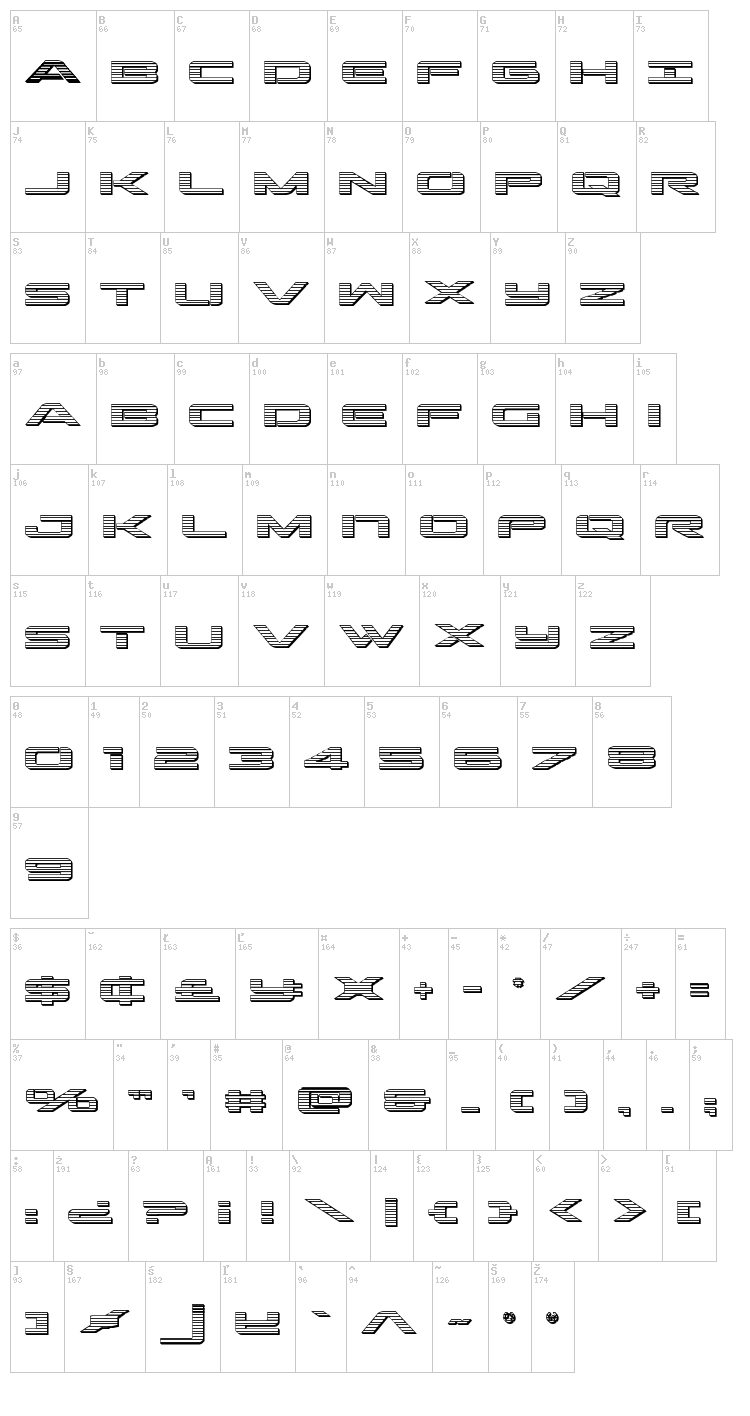 Outrider font map