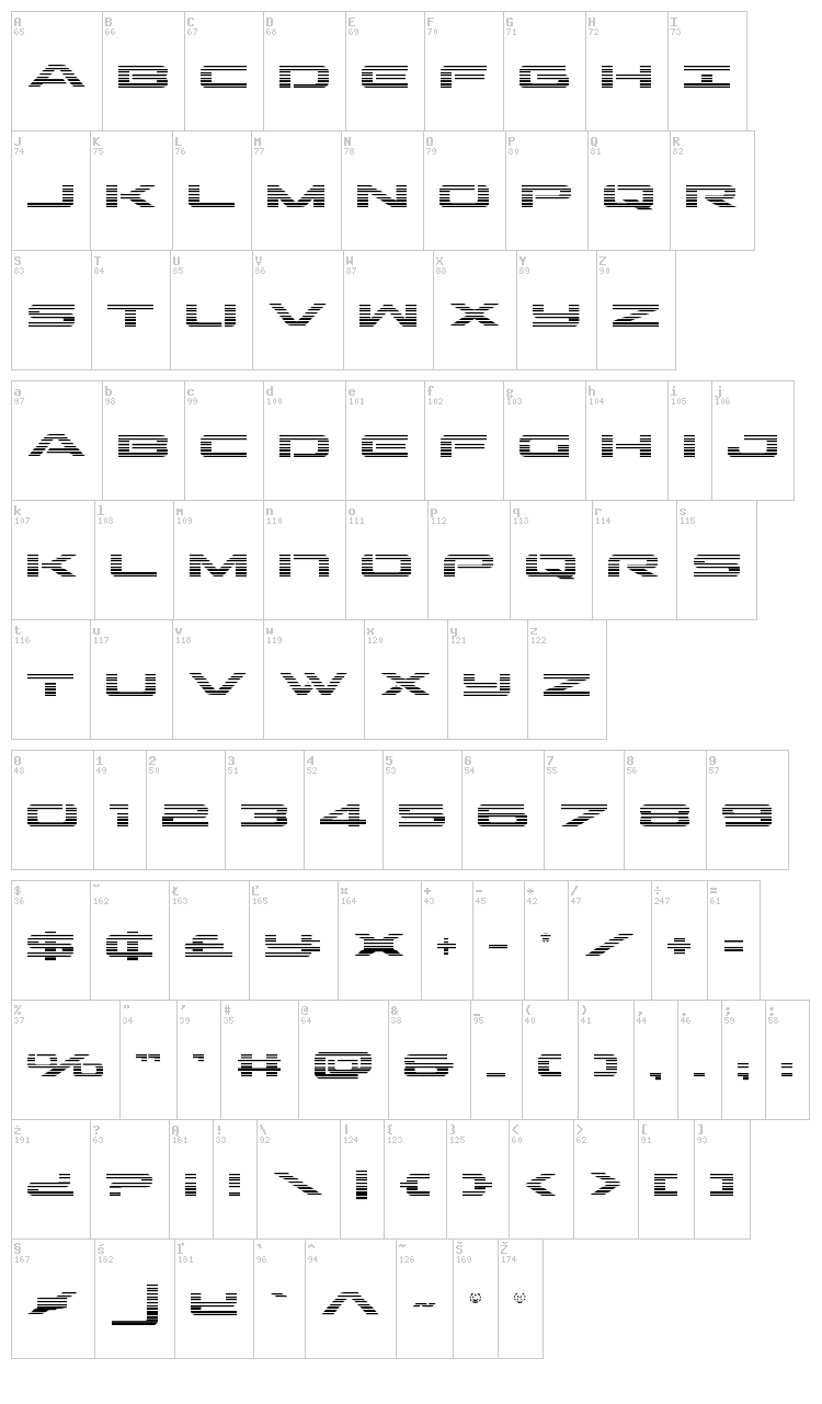 Outrider font map