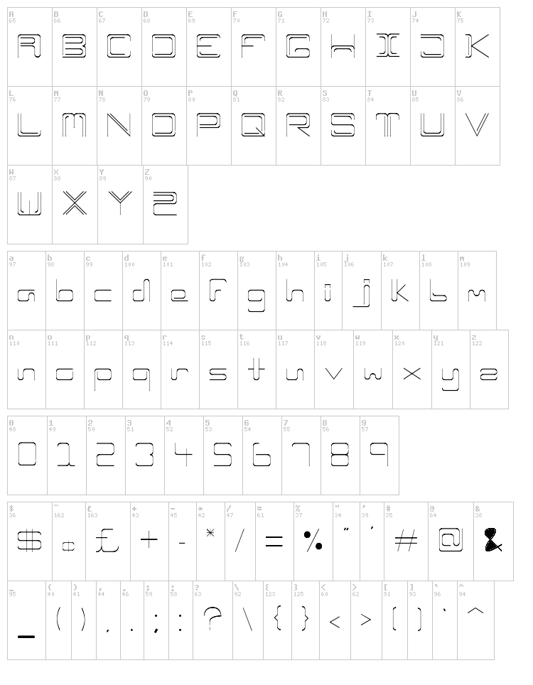 Ozone font map