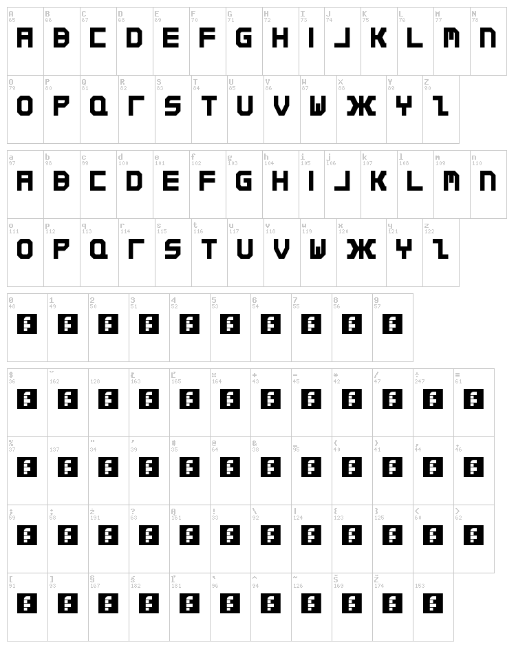 Qirex font map