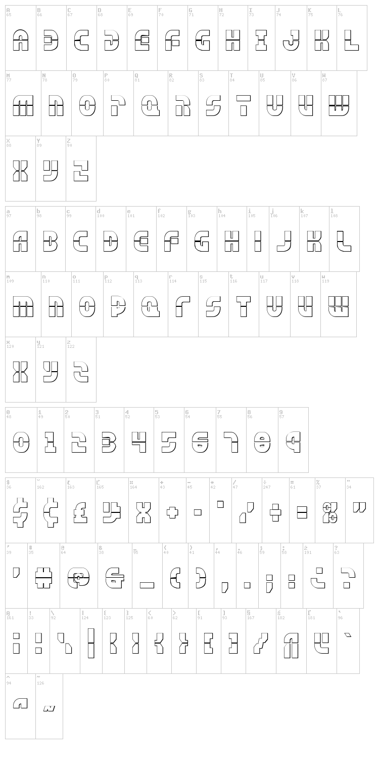 Rebel Command font map