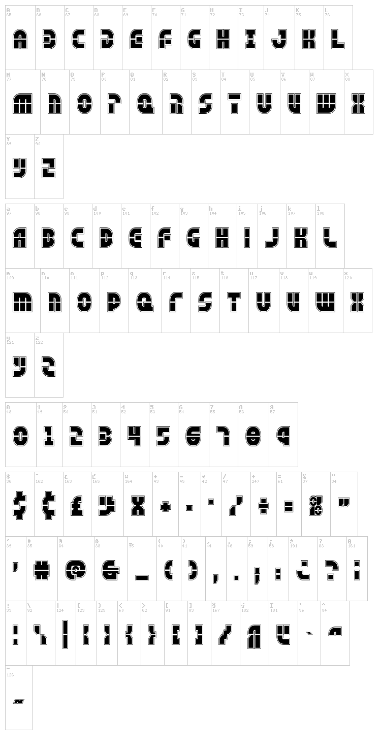 Rebel Command font map