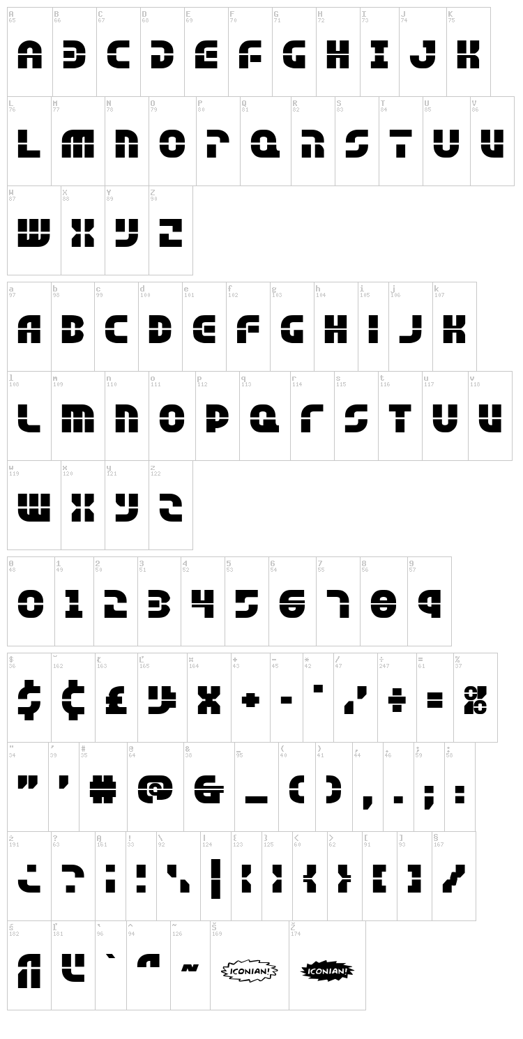 Rebel Command font map