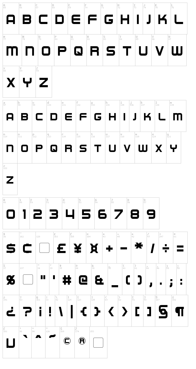 Regen font map