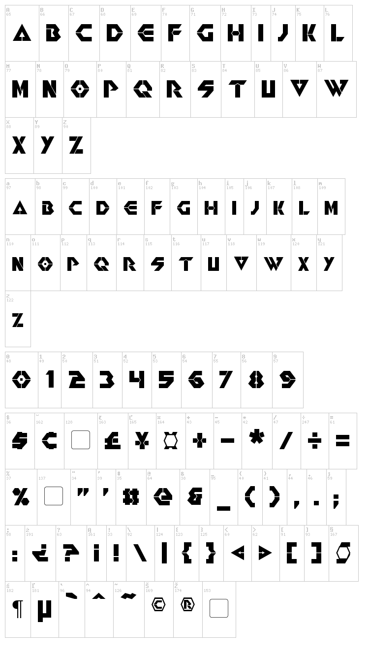 Renegade font map
