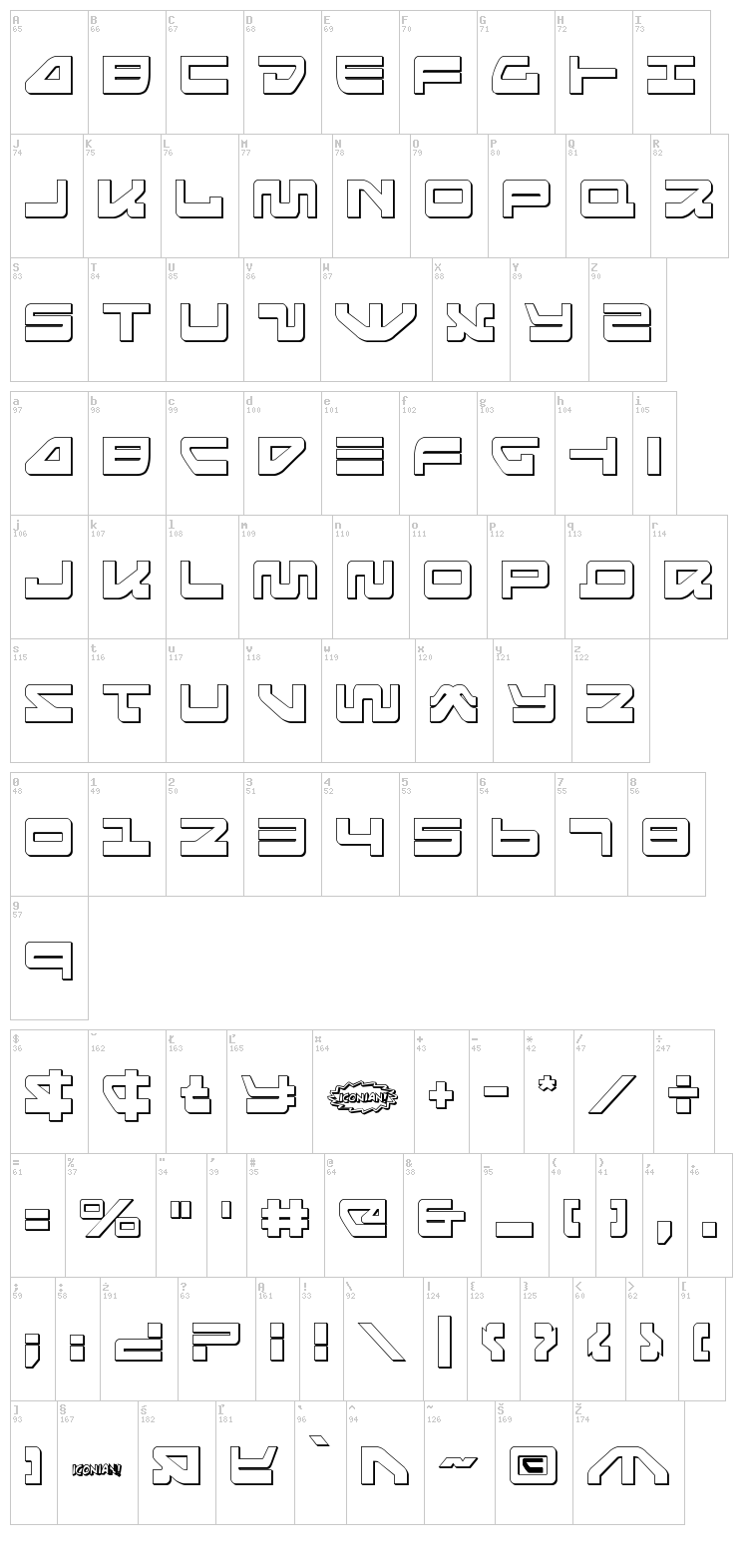 Searider Falcon font map
