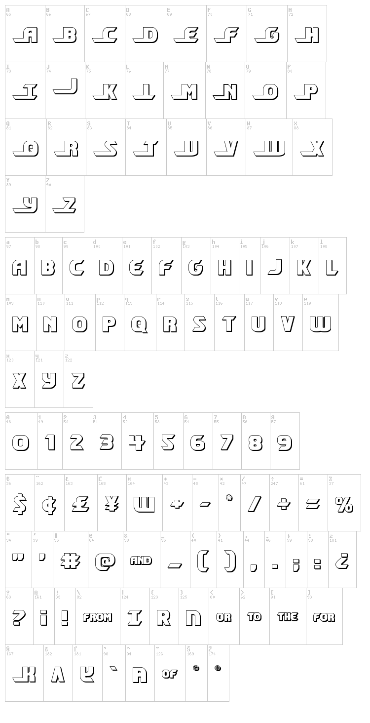 Shining Herald font map