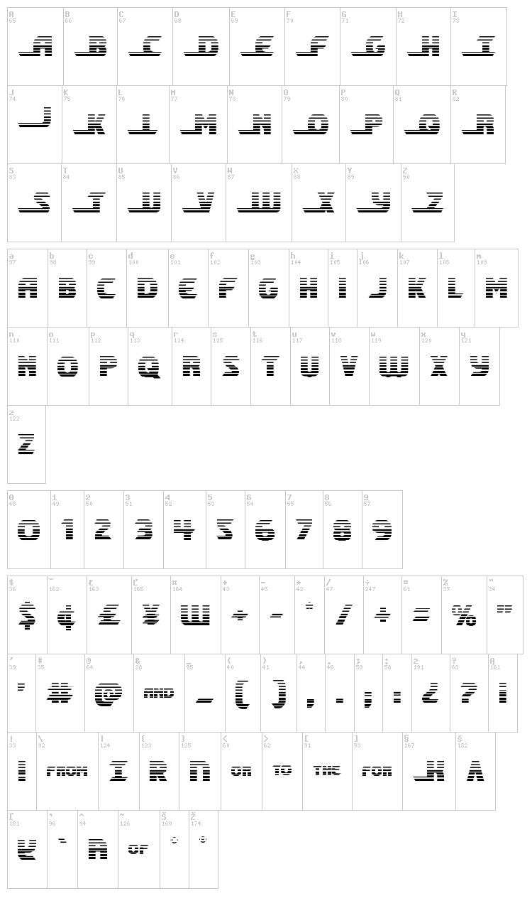 Shining Herald font map