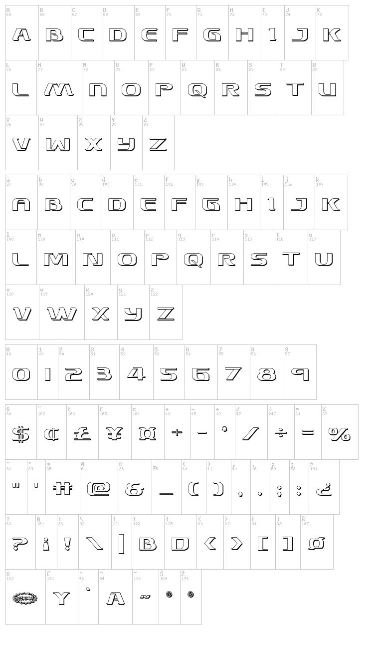 Sky Marshal font map