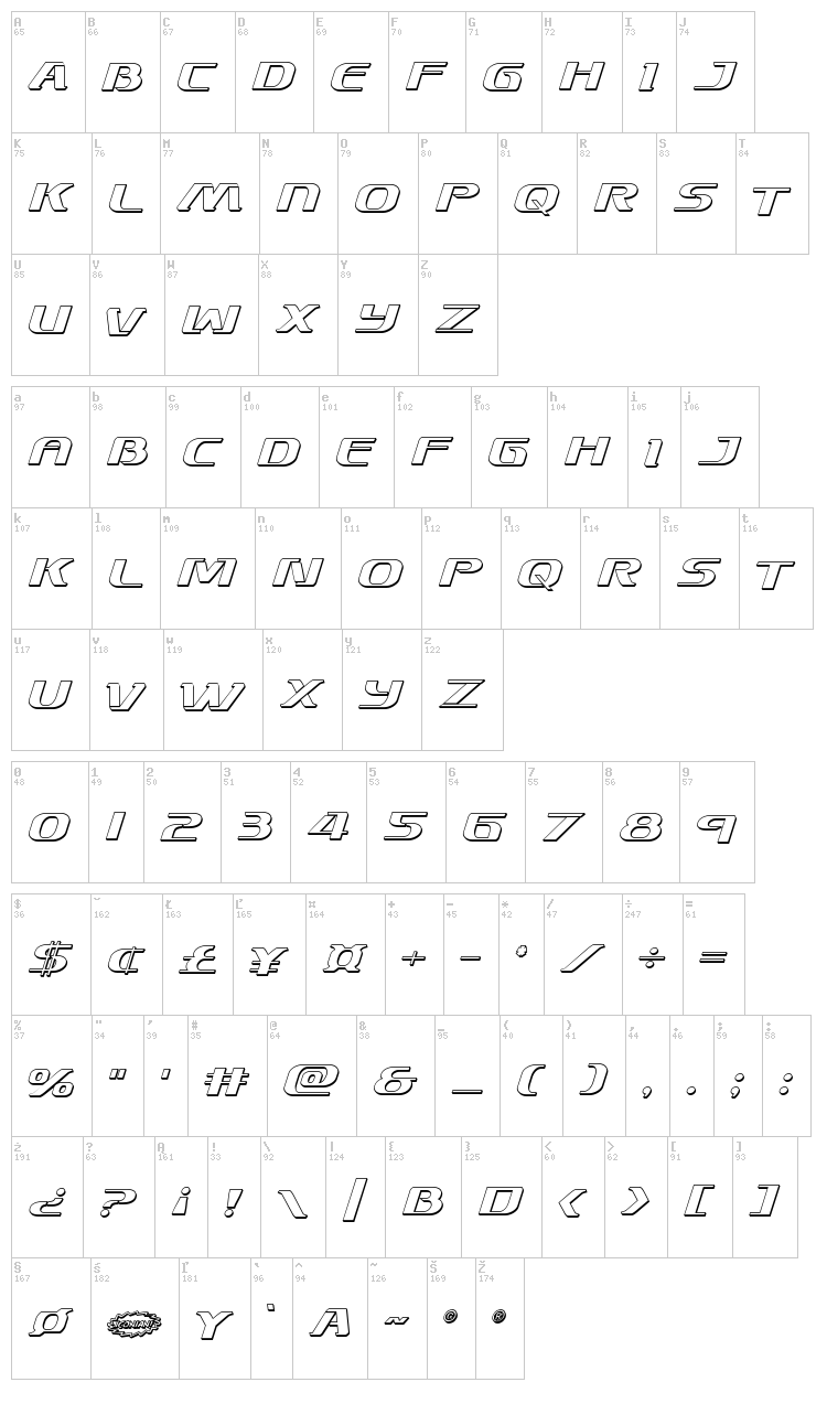Sky Marshal font map