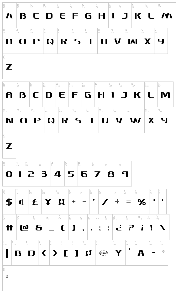 Sky Marshal font map