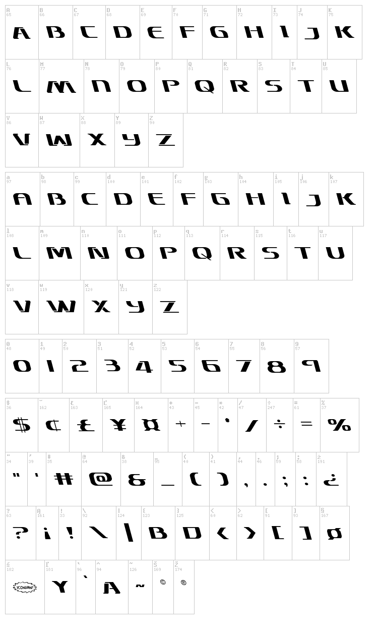Sky Marshal font map