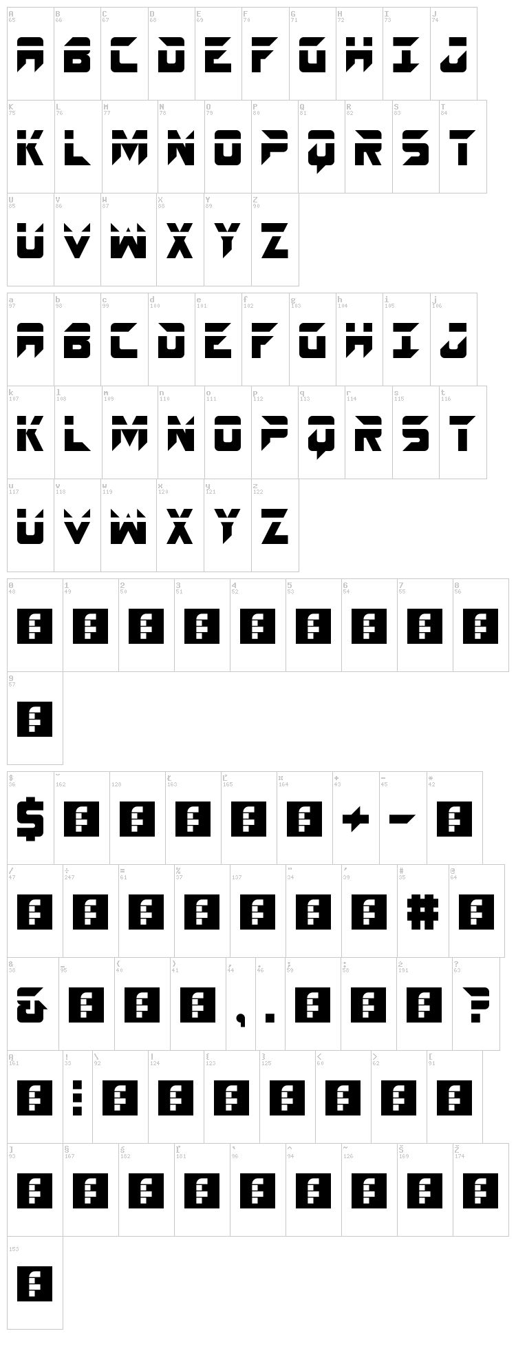 Spacecraft font map