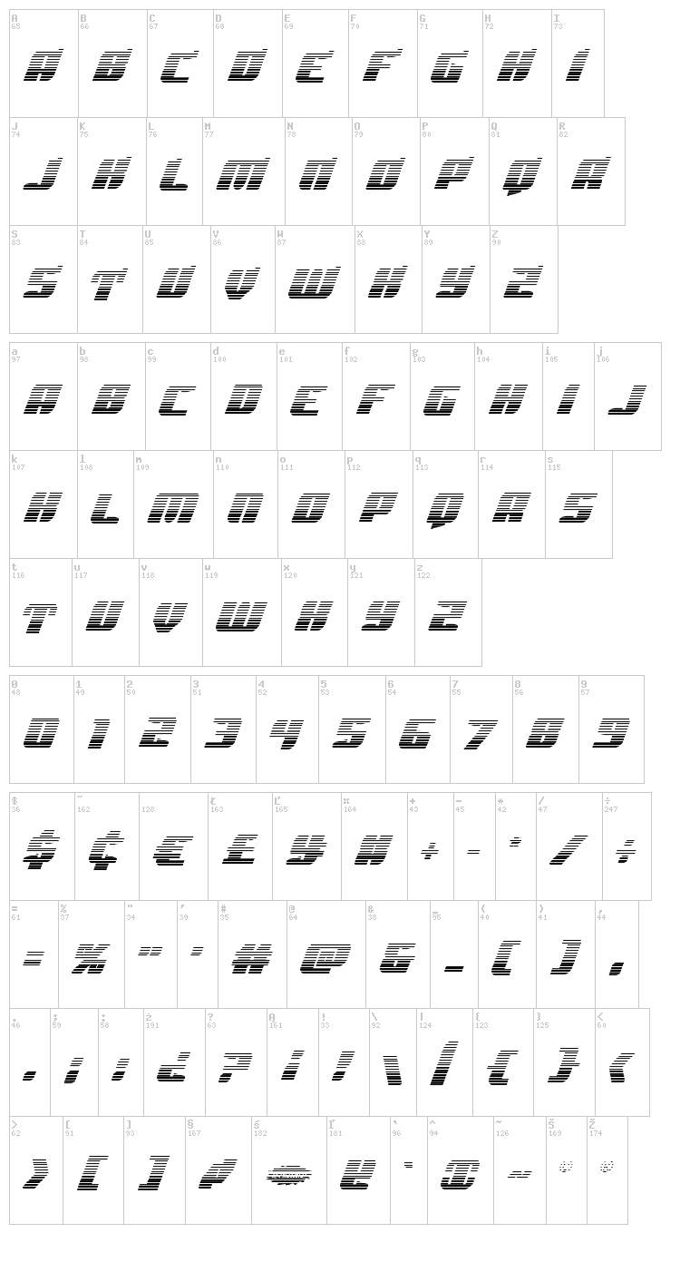 Spartaco font map