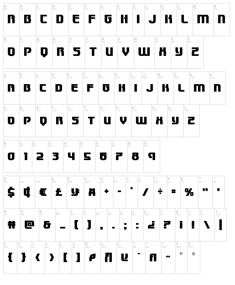 Speedwagon font map