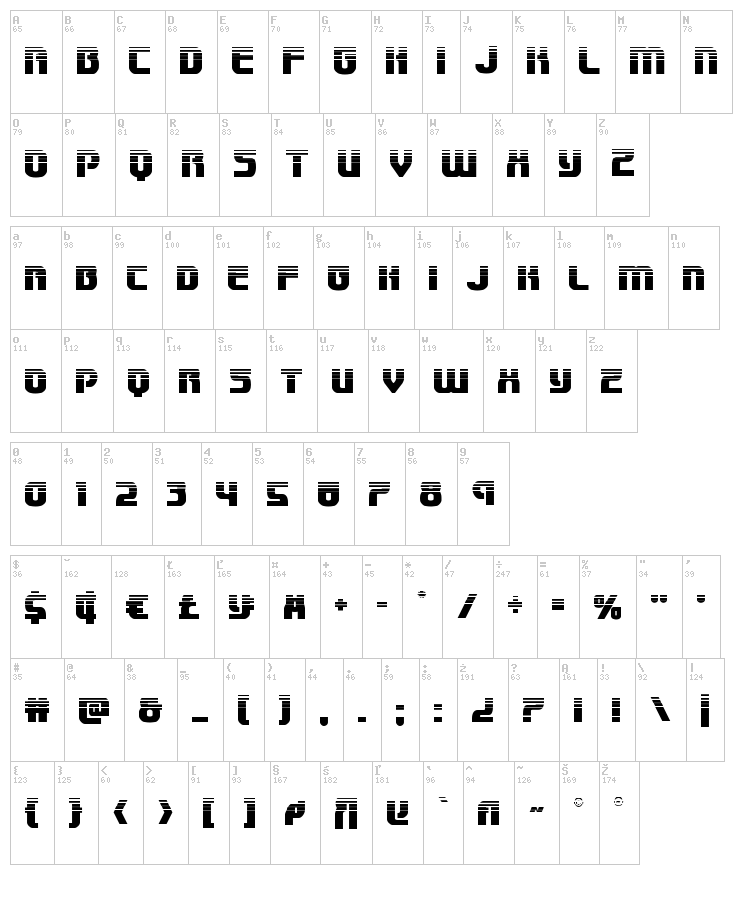 Speedwagon font map