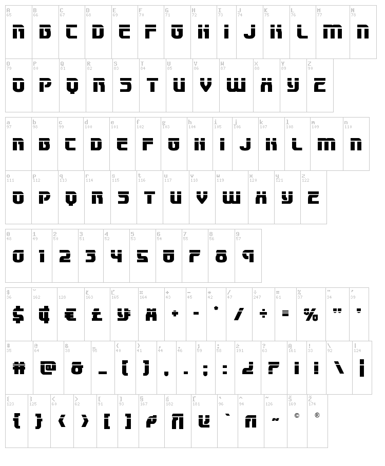 Speedwagon font map