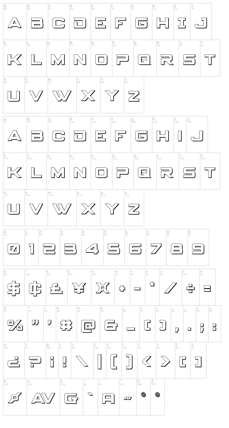 Spy Agency font map