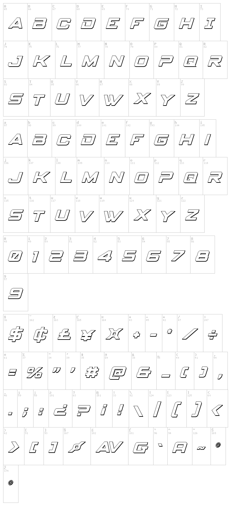 Spy Agency font map