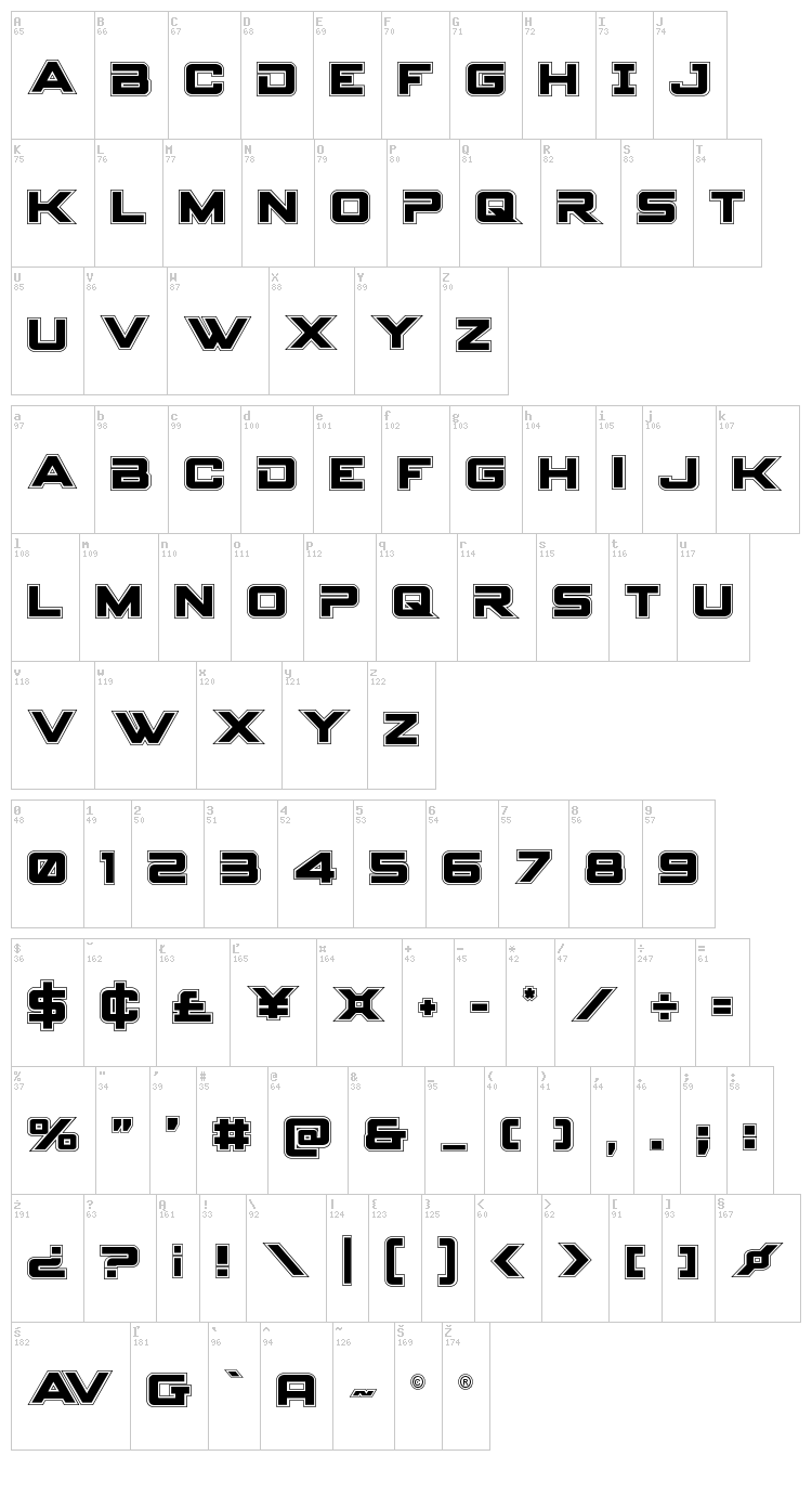 Spy Agency font map