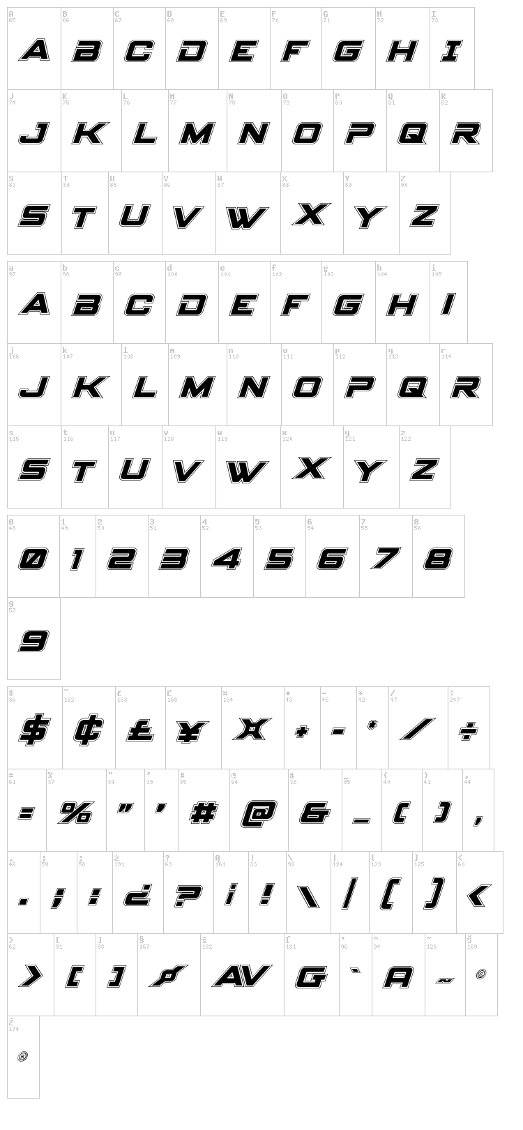 Spy Agency font map