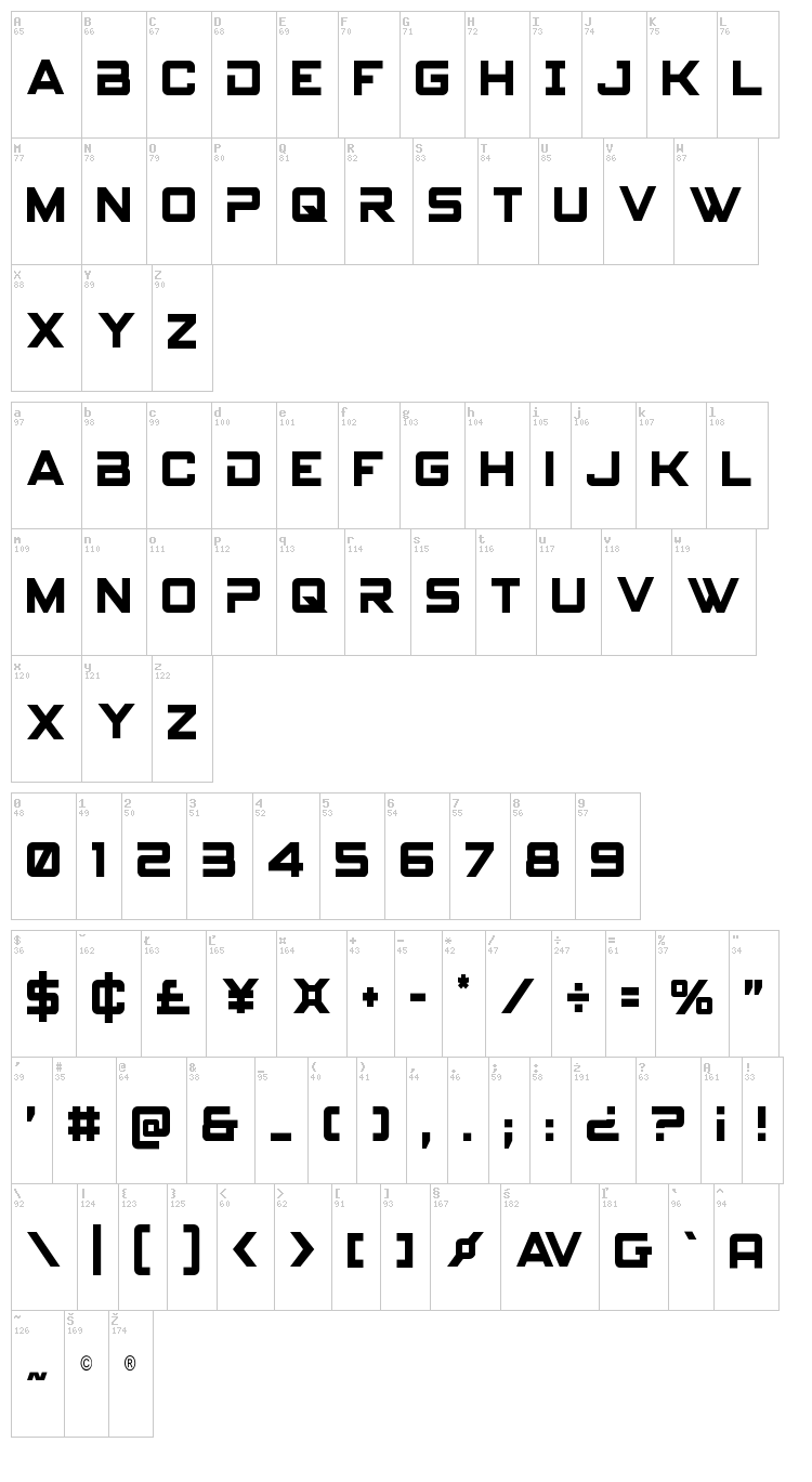 Spy Agency font map