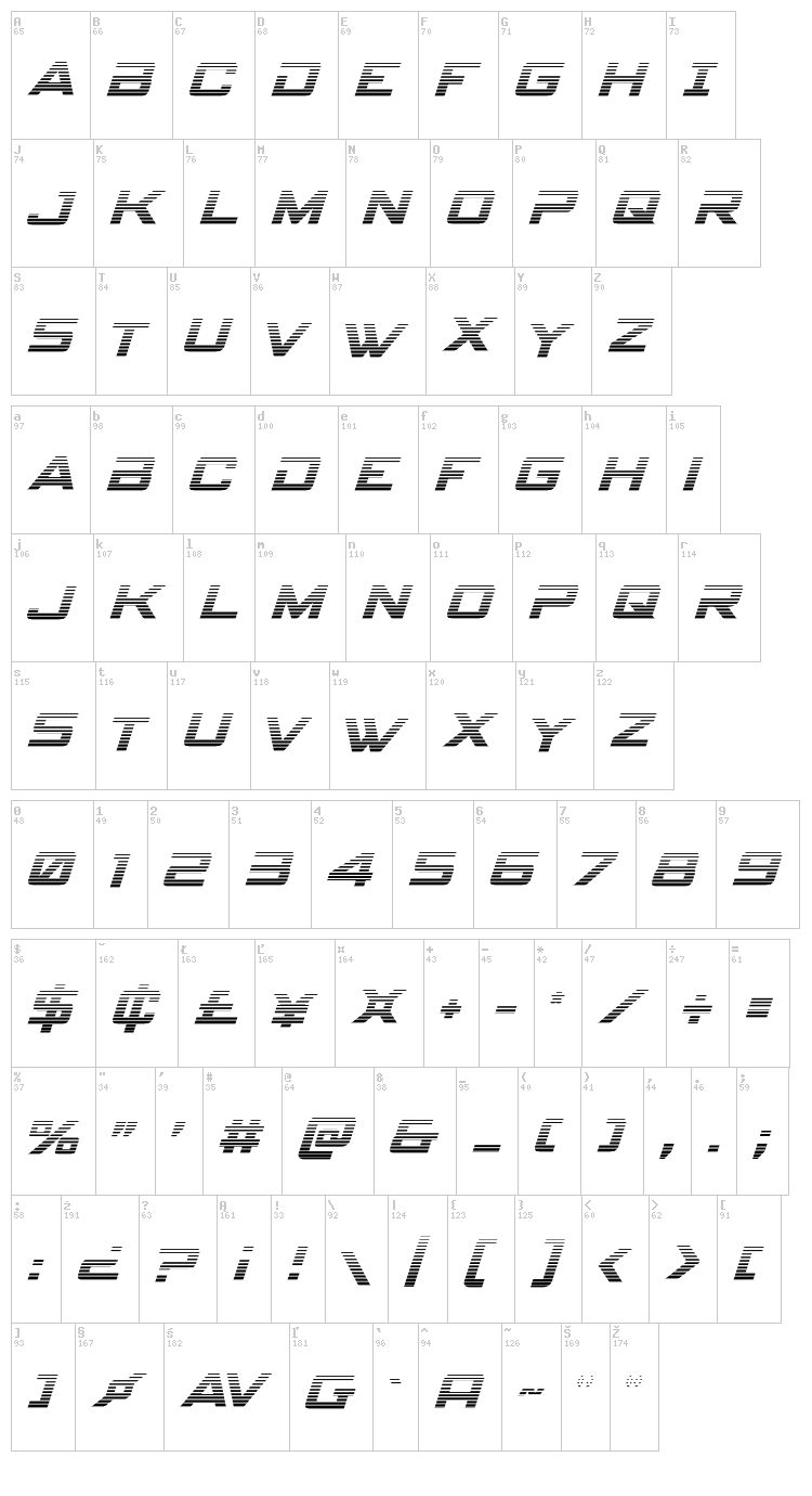 Spy Agency font map