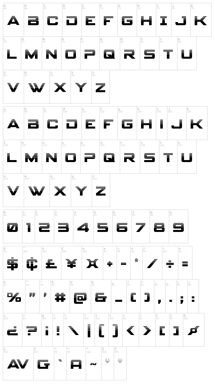 Spy Agency font map