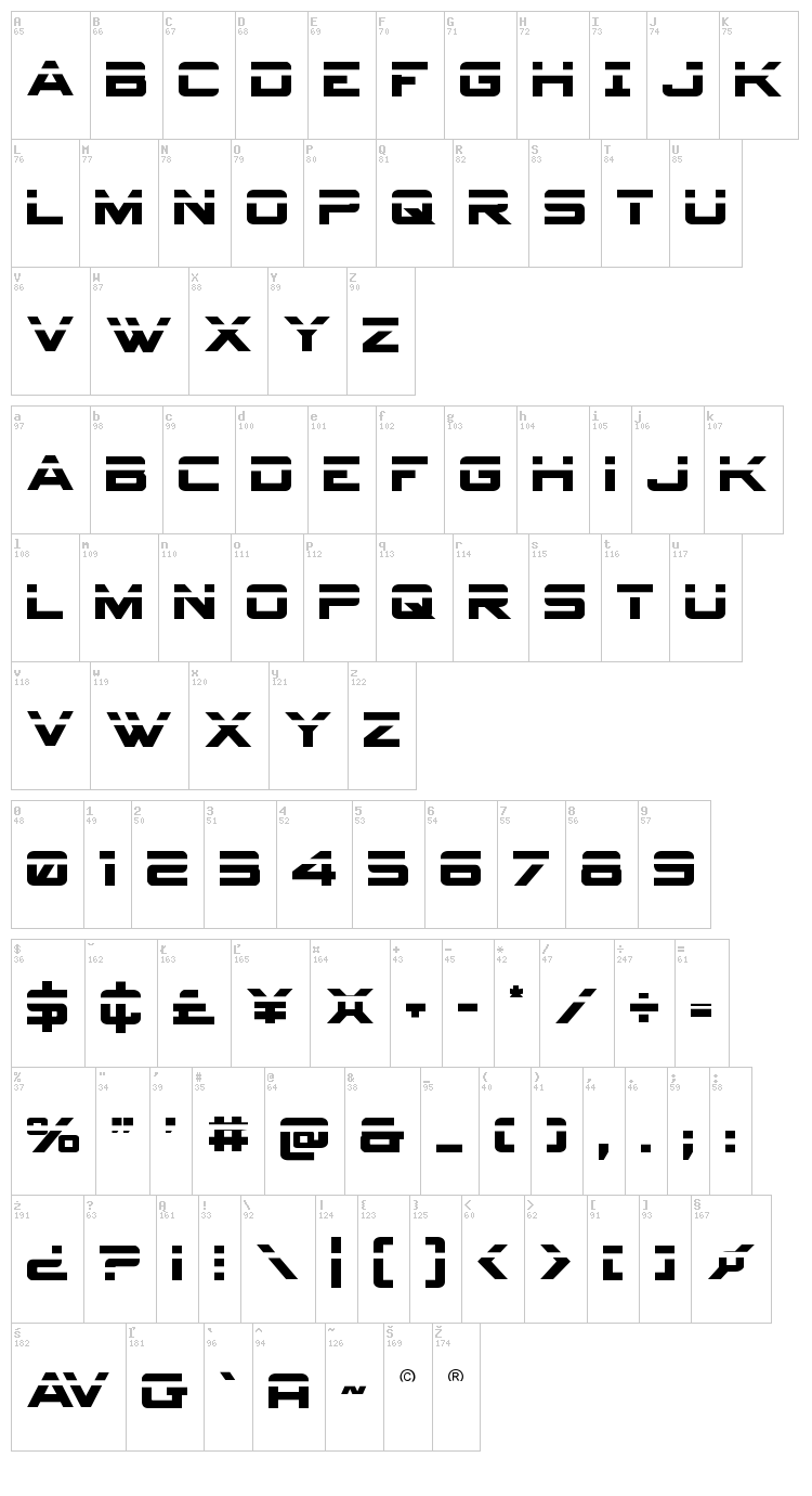 Spy Agency font map