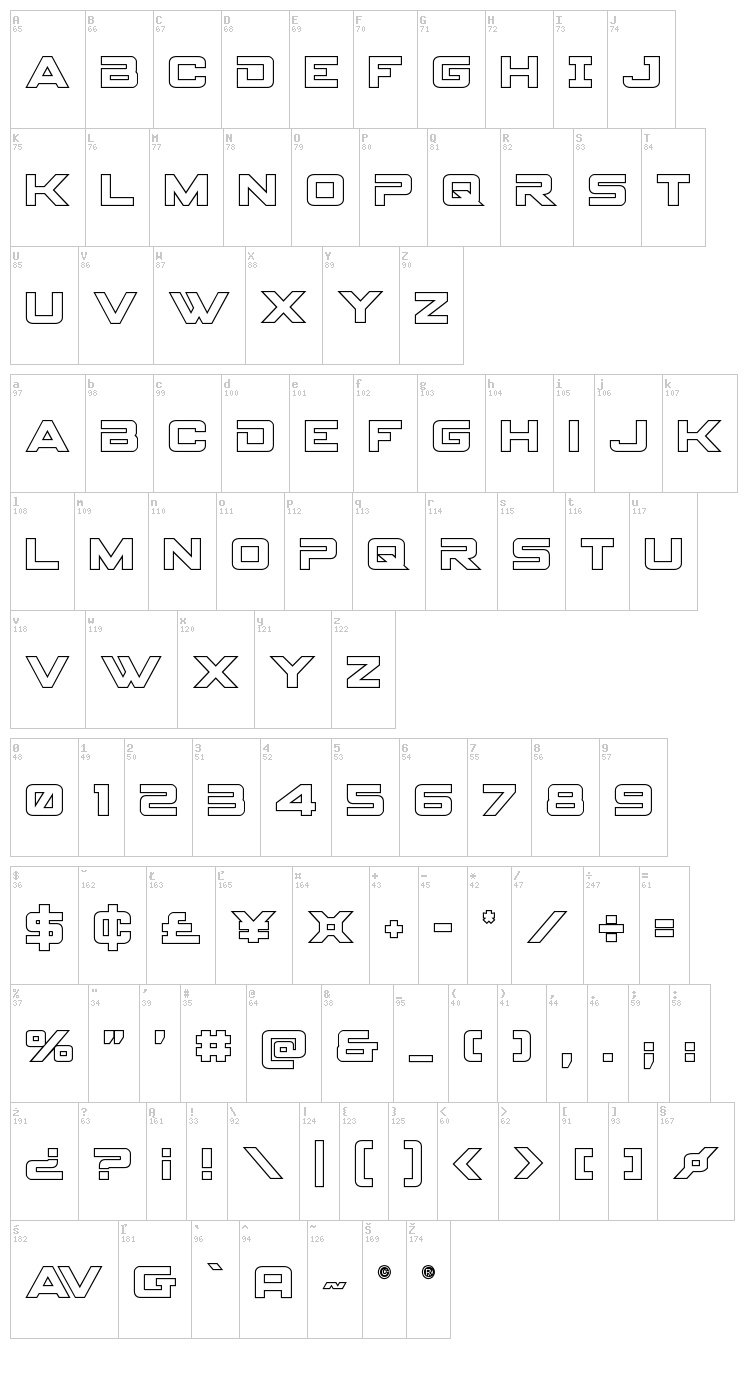 Spy Agency font map
